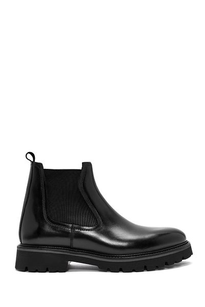 Derimod Men's Black Leather Chelsea Boots 24Wfd 740118