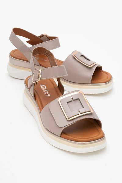 Ataköy Ayakkabı Women's Leather Buckle Sandals
