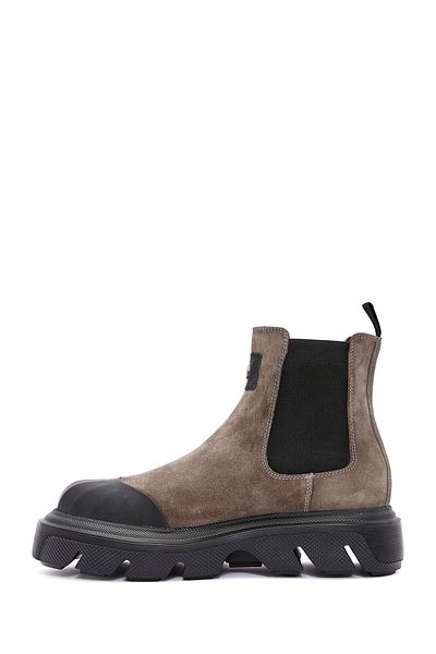 Derimod Men's Mink Thick Soled Suede Leather Chelsea Boots 24Wfd 650410