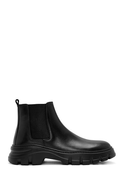 Derimod Men's Black Thick Soled Leather Casual Chelsea Boots 24Wfd 633218