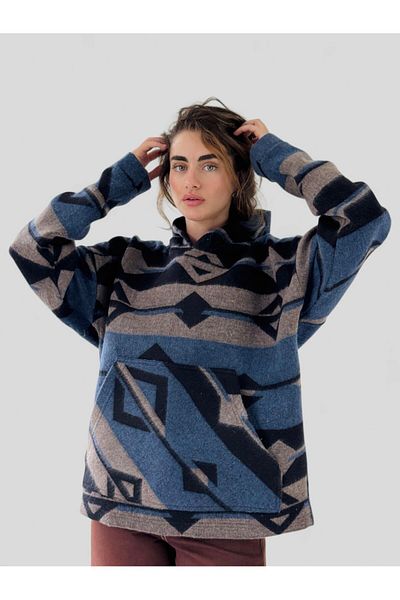 Retrobird Hanorac cu glugă unisex oversize de iarnă cu ștampilă groasă