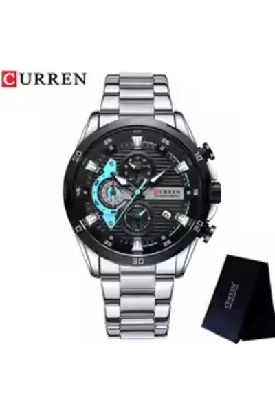 Curren 8402 Men's Chronograph Watch – Waterproof Luxury Stainless Steel Sport Wristwatch