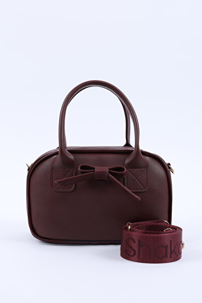 SHAKA Bordo Shk217 Fiyonklu Suni Deri, Tek Bölmeli, Fermuarlı,Kolon Askılı, E...