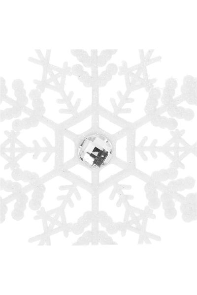 Springos Set of 2 Christmas tree decorations, snowflake type, 12 x 10 cm, white with glitter