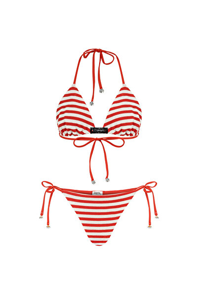 İpekyol Çizgili triko bikini seti