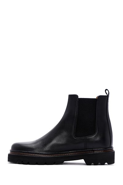 Derimod Men's Black Leather Casual Chelsea Boots 24Wfd 620618