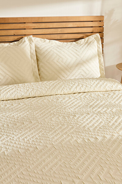 Kaşmir Home Essence Çift Kişilik Yatak Örtüsü Takımı Ekru