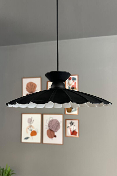 Bamyum Risso Metal Büyük Avize Siyah Tabak Başlık Tekli Rustik Cafe Mutfak Modern Sarkıt Aydınlatma