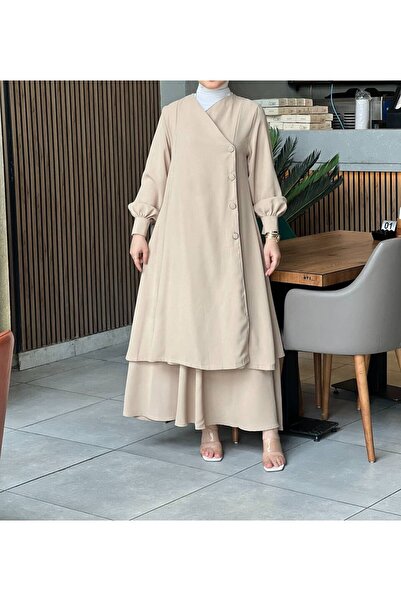 Esre Store 4530 - Set Hidžab cu fustă, două piese, bej