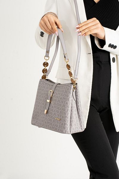 Just Polo Women's Water Resistant Adjustable Long Strap 3 Compartment Hand and Shoulder Bag Tr9502