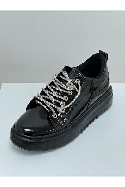 KRISTE BELL 04 SİYAH RUGAN TAŞLI İP BAĞCIKLI KADIN SNEAKERS GÜNLÜK SPOR AYAKKABI
