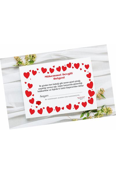 43 cici süsler organizasyon Perfect Lover Certificate Cardboard 2 Pieces A4