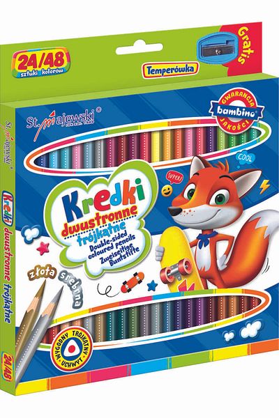 Bambino Double-sided triangular pencils, 24/48 colors, sharpener included