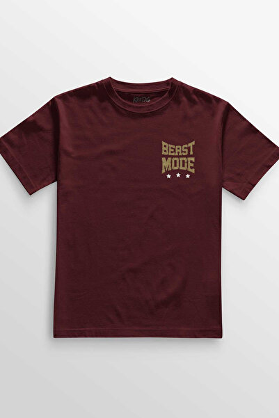 Kretas Унісекс бордовий футболка Beast Mode Gym Fitness Спорт з принтом тварин