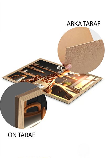 Artavessa Un singur bucată de cadru din lemn cu aspect girafă imprimat MDF 20x30 cm - Model 7