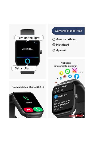 Techone ® Vita Pulse Men's Smartwatch, Black