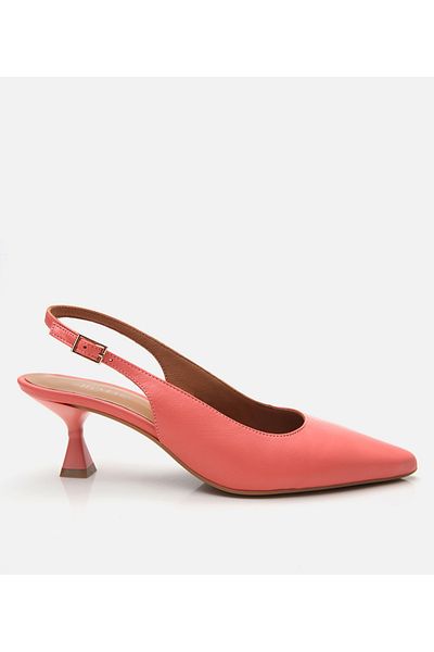 Hotiç Women's Leather Pink Flexible Sole Open Back Heeled Shoes