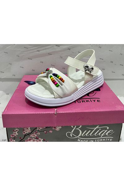 Şirin Bebe Cute Baby Colorful Stone Detailed Bow Quality Girls Sandals