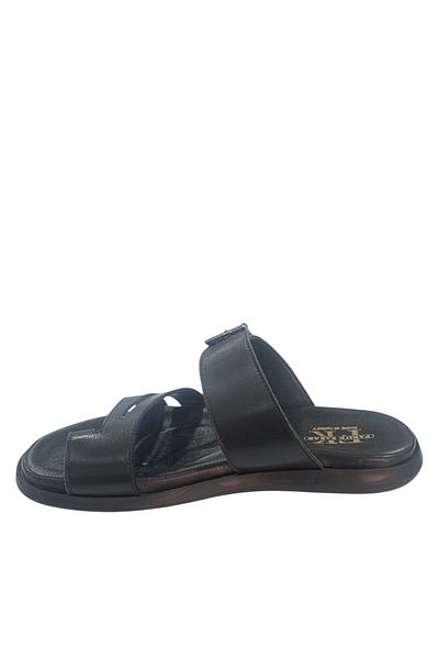 CYLN 6057 Men's Black Leather Flip Flops Slippers