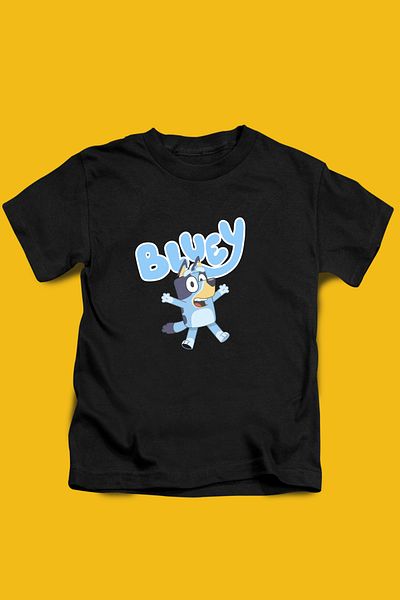 Store Bluey Pattern Printed Children's Black and White Tshirt