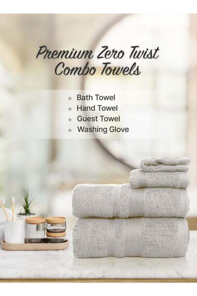 Generic 4 Piece Towel Set 550 GSM Quick Dry Highly Absorbent Thick Soft Hotel Quality Light Grey