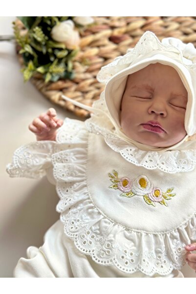 Mama Miel Baby بذلة وقبعة مطرزة بالزهور صدفية |   رومبير مع تطريز زهور - طقم ...