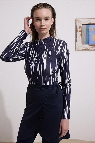 KADRİYE BAŞTÜRK Μαγιό Hijab με δεμένη φούστα Navy Blue