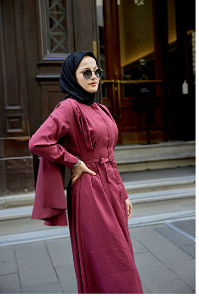 LOCCO Women's Cape Dress Burgundy