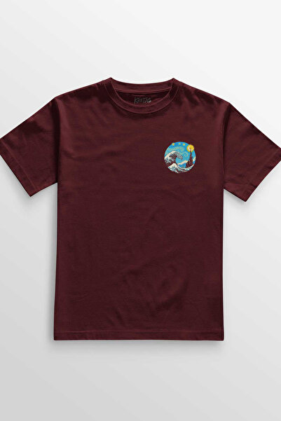 Kretas Unisex bordo T-shirt Zvezdana noć Veliki talas Hokusai Van Gogh umetni...
