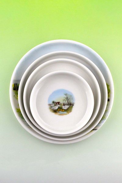 Bursa Porselen Dekor Farm 4 Size Porcelain Plate Set