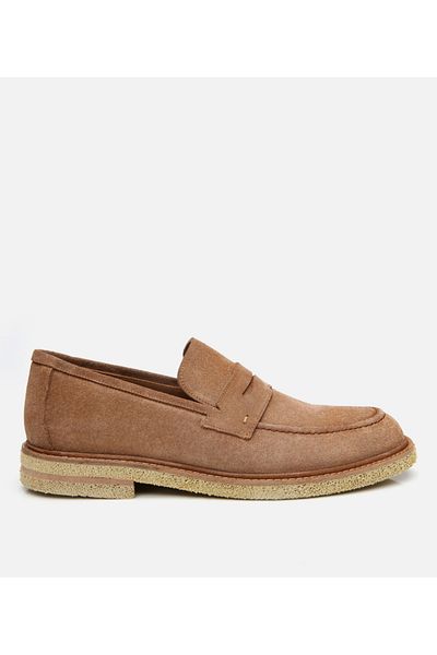 Hotiç Men's Suede Leather Tan Light Sole Loafer