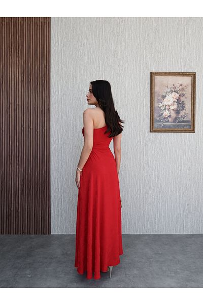 ESRAHELVACI Φόρεμα με κόκκινο σχέδιο με ένα μανίκι