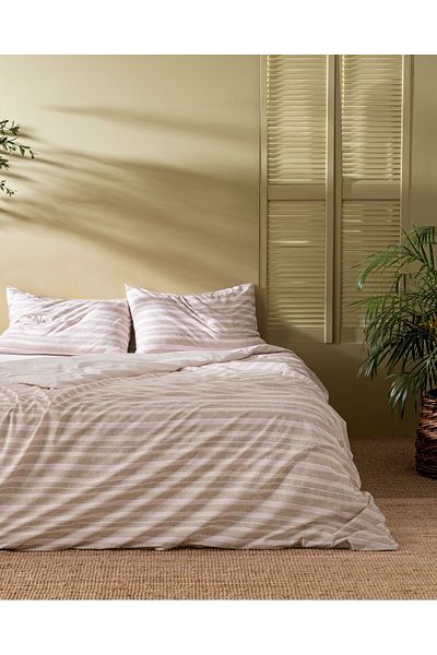 Madame Coco Darvell Bedrucktes Bettbezug-Set aus Baumwolle für Einzelbett, Beige