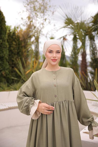 Nissra Ankanoor Smocked Oversize Λινό Φόρεμα Anka255095