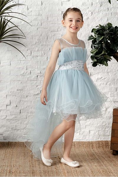 s.t. sebat tekstil Girl's Evening Dress with Train Sb584