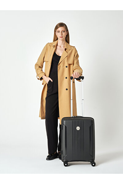 Pierre Cardin 7060 Kabnin Boy Ultra Light Hafif Lüks Polipropilen Kırılmaz Tekerlekli Valiz SİYAH