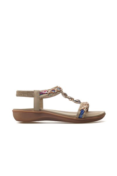 Guja Women's Stone Detailed Daily Sandals 25Y 25Y150-11 Z Beige