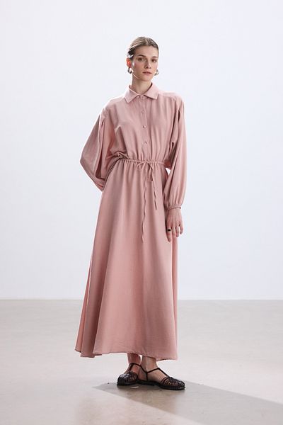 BE BLUE Pastel Pink Waist Shirted Dress