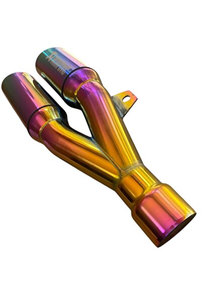 Akrapovic Akrapoviç Çift Çıkış Egzoz Susturuculu Yanık Mavi ( Bukalemun )