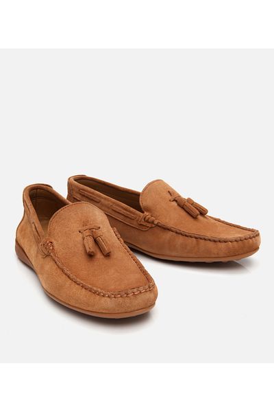 Hotiç Men's Suede Leather Tan Tassel Detailed Casual Loafer