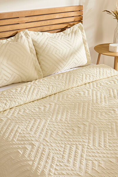 Kaşmir Home Essence Çift Kişilik Yatak Örtüsü Takımı Ekru