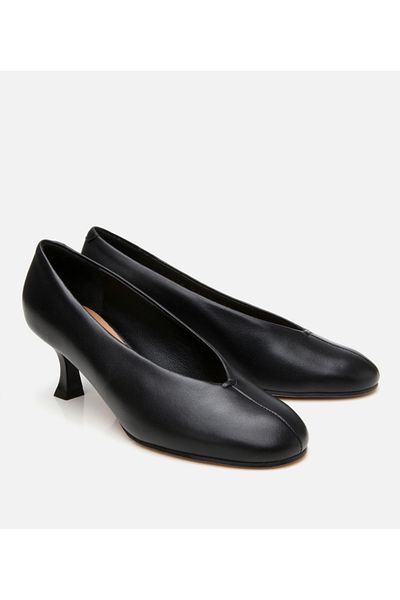 Hotiç Women's Leather Black Thin Heeled Shoes