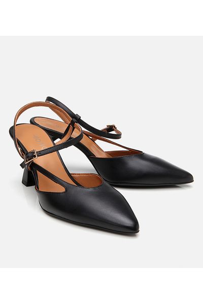 Hotiç Women's Leather Black Open Heeled Shoes