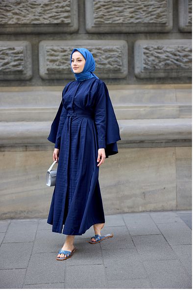 LOCCO Women's Cape Dress Navy Blue