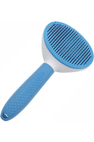 zola Brush for cleaning animal hair, with quick cleaning button, 19x10x8 cm, blue-white