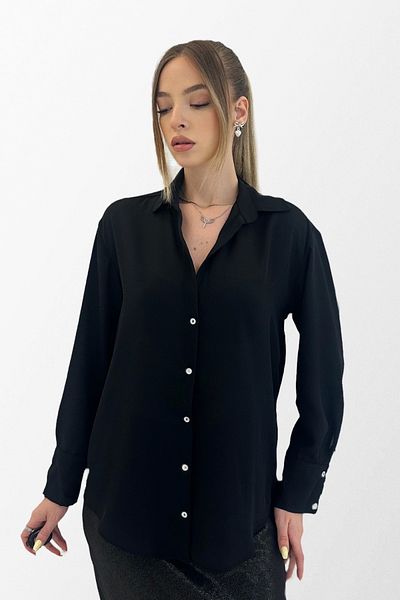 PROTO SUIT Cămașă neagră din satin creponat