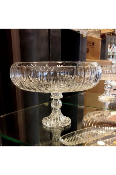 Onedekor Cam Büyük Boy Salata Kasesi Ayaklı 24cm