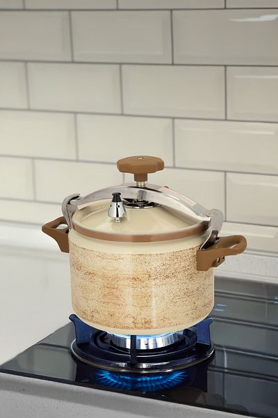 ALSAIF Aluminum Granite Pressure Cooker Size: 9 Liter, Color: Brown Travertine