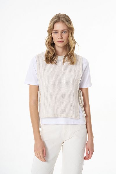 Quzu Tricou alb din tricotaje ajurate