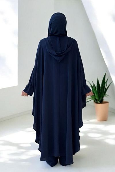 Bym Fashion Tunic, Pants and Abaya Three Piece Suit Navy Blue